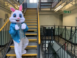 Easter Bunny stood on stairs